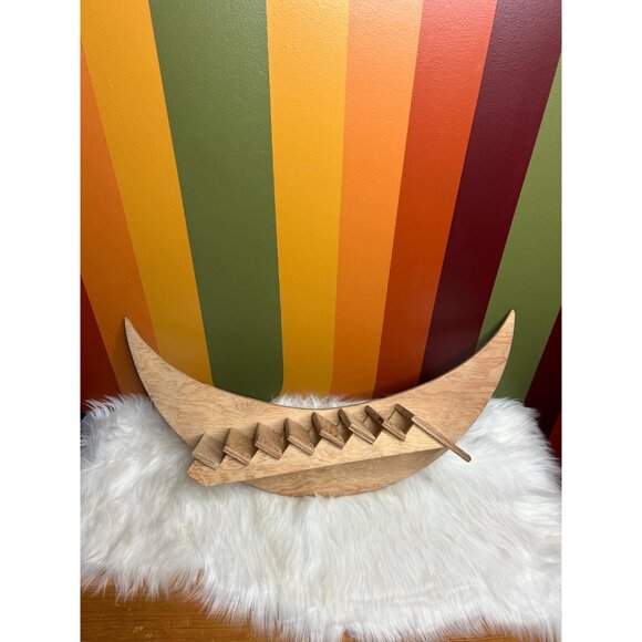 Vintage homemade wooden moon stairs wall hanging shelf - vintage cond. no hooks - Picture 5 of 6